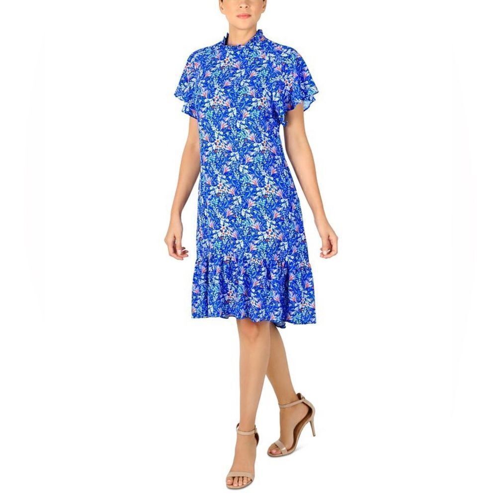 JULIA JORDAN
Women's Floral-Print Mock-Neck Ruffle Dress